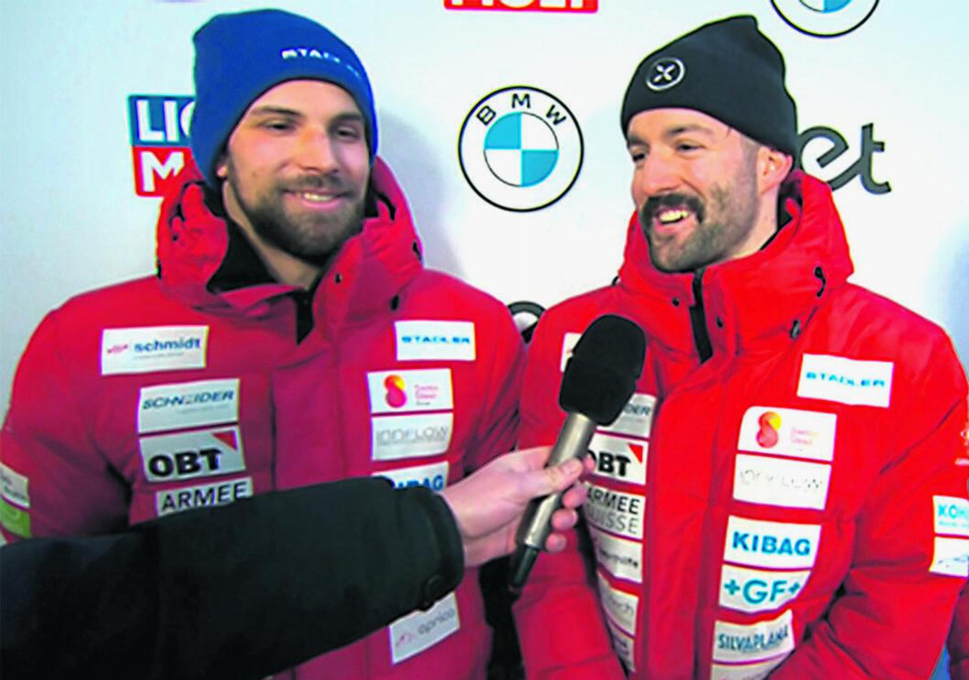 Der Schweizer Zweierbob mit Michael Vogt und Sandro Michel (links) holt EM-Silber. Foto: Screenshot srf.ch