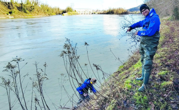 Über 150 Empfänger werden über das ganze Aare-Rhein-Flussnetz verteilt installiert, so auch unterhalb des Pontonier hauses von Schwaderloch. Foto: zVg