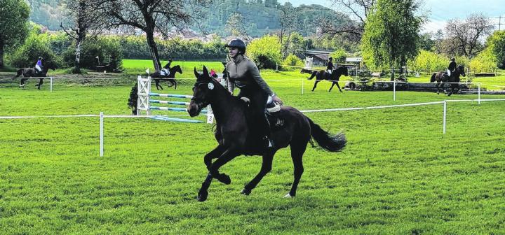 Nadine Maier aus Wölflinswil mit Freibergerstute Havja CH auf der Ehrenrunde. Foto: zVg