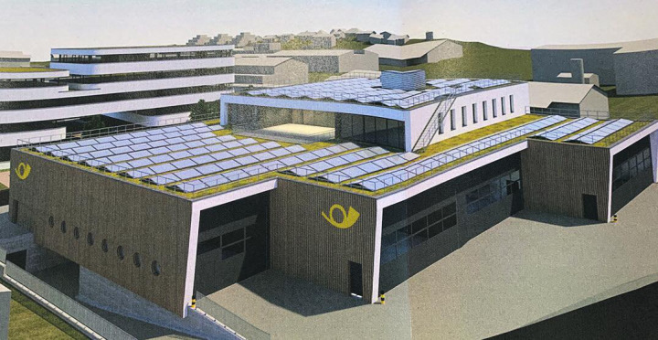So soll die neue Postautogarage aussehen. Visualisierung: Architekturbüro Bäumlin John