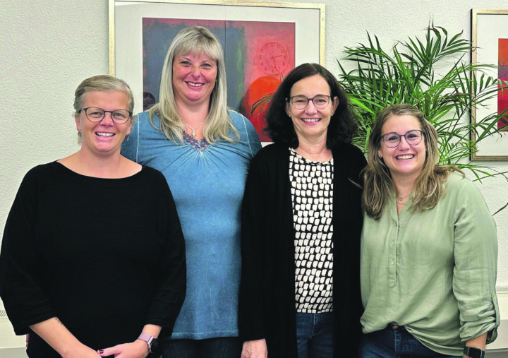 Das Team der Mütter- und Väterberatung im Bezirk Rheinfelden: Denise Wernli (von links), Sandra Jenelten (stellvertretende Bereichsleiterin), Alexandra Gahlinger Finazzi, Nadine Herzig (Bereichsleiterin). Foto: zVg