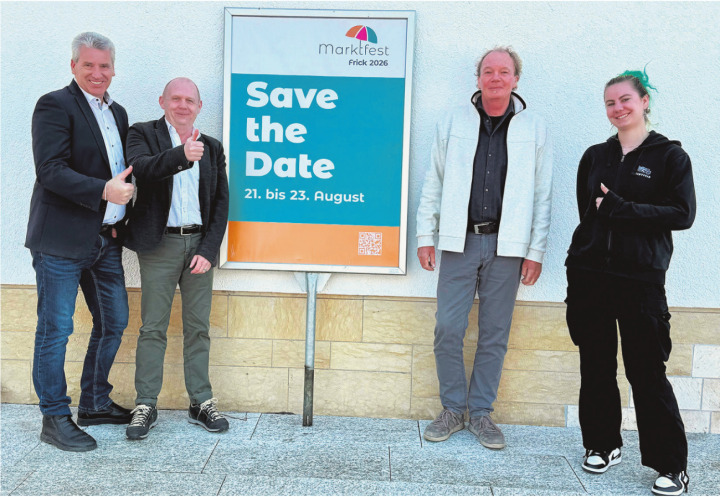 Freuen sich auf ein schönes Marktfest: Daniel Suter (von links), Fredy Gasser, Daniel Binkert und Skylar Böller. Foto: Susanne Hörth
