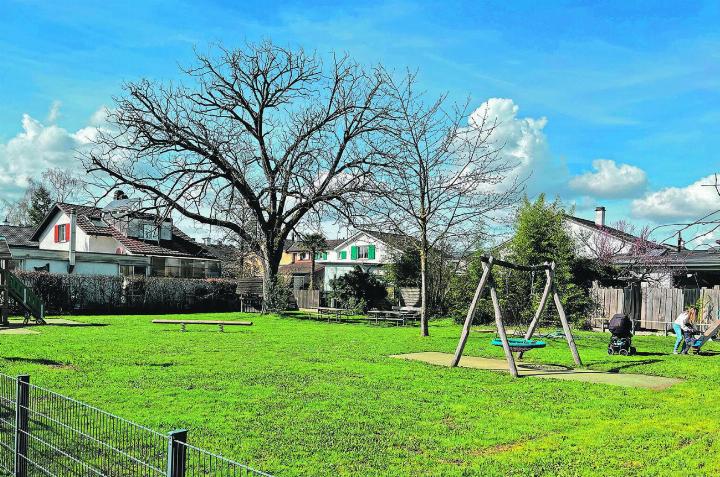 Der Spielplatz Kloos an der Weiherfeldstrasse soll erhalten bleiben – dafür setzen sich Eltern ein. Fotos: Valentin Zumsteg