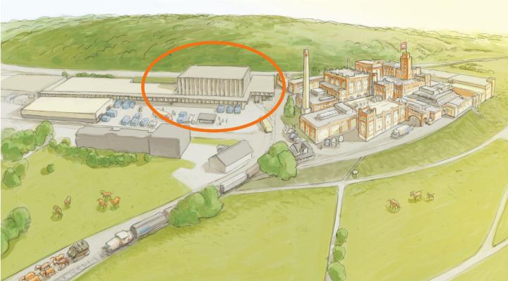 So könnte sich das geplante Hochregallager künftig präsentieren. Illustration: zVg