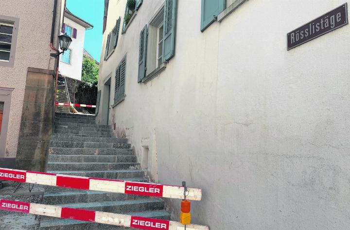 Die Rösslistäge in der Laufenburger Altstadt ist zurzeit abgesperrt. Foto: Susanne Hörth