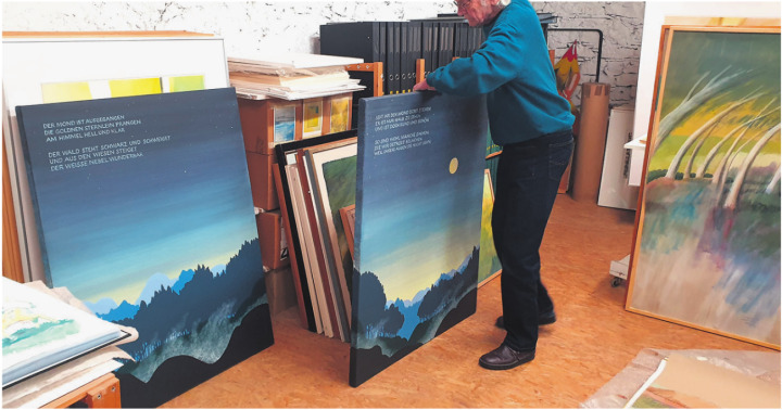 Viktor Hottinger mit seinen Werken. Foto: Andreas Fischer