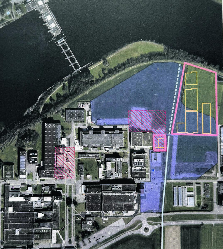 Der Situationsplan mit dem rot umrandeten Projektperimeter. Foto: Baugesuchsunterlagen Lonza