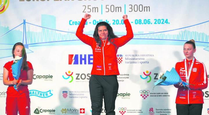 Im Juni 2024 gewann Chiara Leone im kroatischen Osijek EM-Gold im Dreistellungskampf. Foto: Swiss Shooting