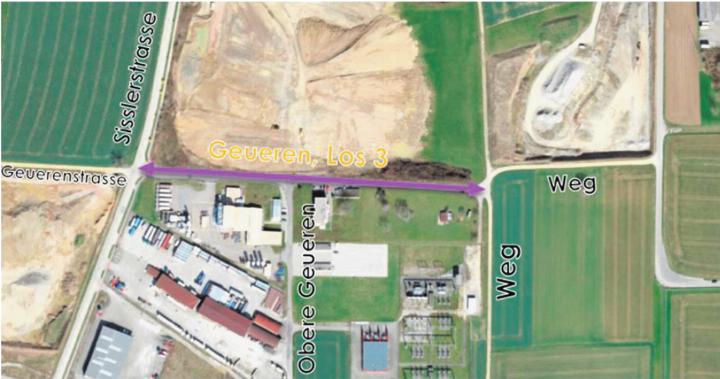 Der Abschnitt Los 3 befindet sich auf Münchwiler Boden. Foto: Screenshot