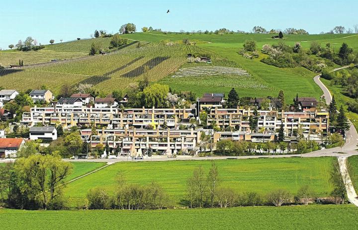 Die Überbauung Lanzenberg wurde 1974 realisiert. Heute wird sie mit erneuerbarer Energie mit Wärme und Warmwasser versorgt.