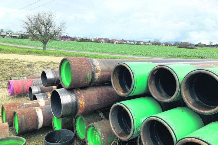 Hier im Gebiet Bäumlihof findet derzeit der Salzabbau der fünften Etappe statt. Gegen die geplante sechste Etappe regt sich aktuell Widerstand aus Teilen des angrenzenden Wohnquartiers (im Hintergrund zu sehen: Häuserzeile am Knoten Wall strasse entlang der Delligrabenstrasse). Foto: Ronny Wittenwiler