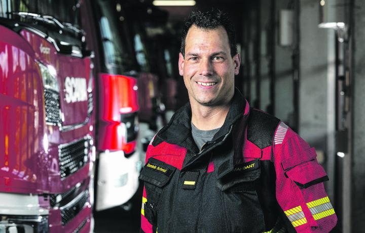 Dominik Schmid, Kommandant der Stützpunktfeuerwehr Frick. Foto: Severin Leber