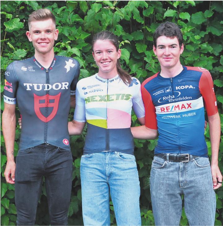 Fabian Weiss (von links), Lea Huber und Jan Huber werden an der Rad WM am Start sein. Foto: Ludwig Dünner