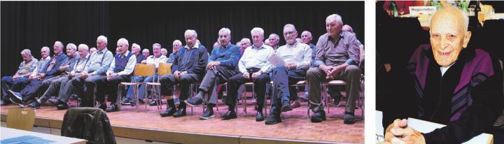 Links: Wer 80 Jahre oder älter ist, wird geehrt. Der Senior an der Tagung (rechts): Felix Meier, 97 Jahre. Bewegung und Turnen ist bestimmt ein gutes Rezept, um lange dabei bleiben zu können. Fotos: Hans Zemp Links: Wer 80 Jahre oder älter ist, wird geehrt. Der Senior an der Tagung (rechts): Felix Meier, 97 Jahre. Bewegung und Turnen ist bestimmt ein gutes Rezept, um lange dabei bleiben zu können. Fotos: Hans Zemp