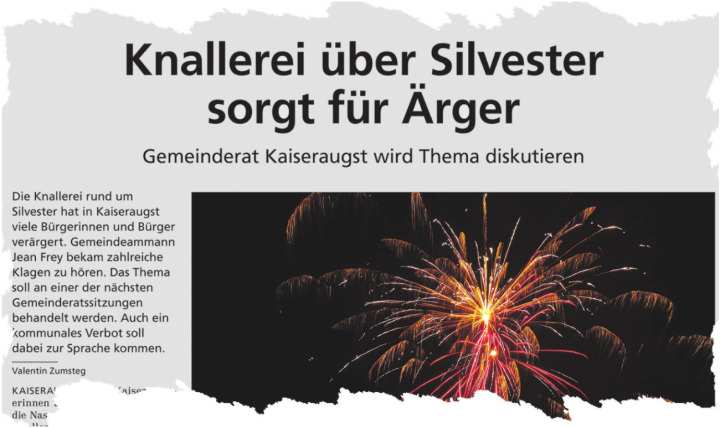 Die Knallerei über Silvester sorgte in Kaiseraugst für Ärger. Foto: zVg
