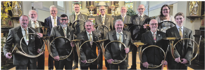 Die Fricker Füchse anlässlich der Hubertus-Messe in der Kirche Wölflinswil. Foto: zVg