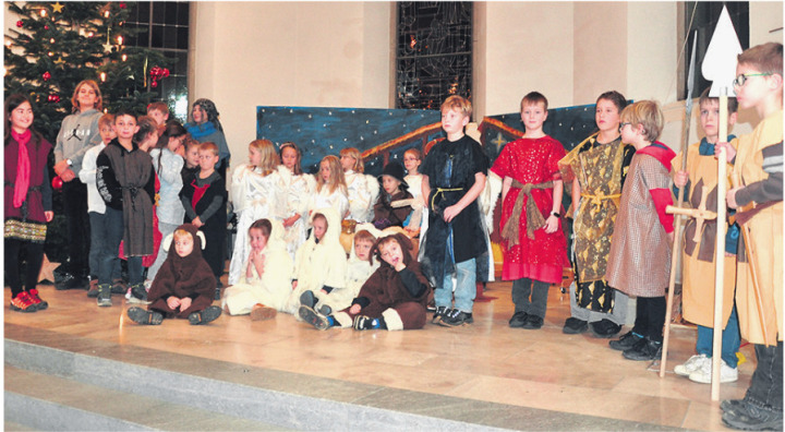 Zum Schluss sangen die Kinder alle gemeinsam ein Lied.