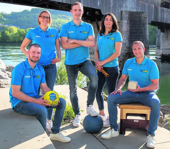 Neuer Vorstand TV Stein 2025 (v. l. n. r.): Jannik Mehr (Anlässe), Carmen Cangeri (Sponsoring), Patrick Ankli (Präsident/Finanzen), Tanja Hasler (Information), Daniel Saridis (Sport) Foto: zVg
