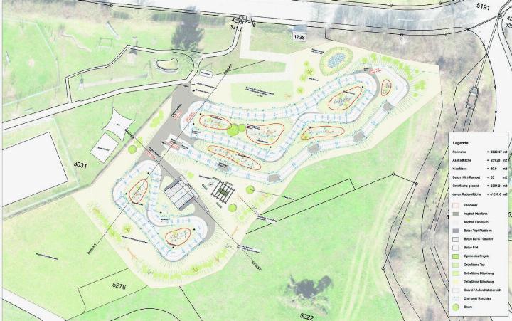 So sieht der Plan für den Pumptrack bei der Badi in Magden aus. Visualisierung: zVg