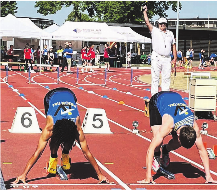 Maximale Konzentration am Start zum 60 Meter Sprint. Foto: zVg