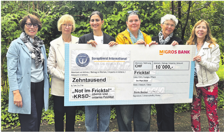 Die Vertreterinnen vom Soroptimist Club International Fricktal konnten den Check übergeben. Foto: zVg