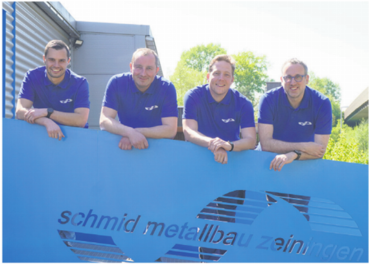 Die neuen Geschäftsleitungs-Mitglieder der Schmid Metallbau AG: Collin Seitz (von links), August Wunderlin, Mario Fonseca und Ralph Werthmüller. Foto: zVg