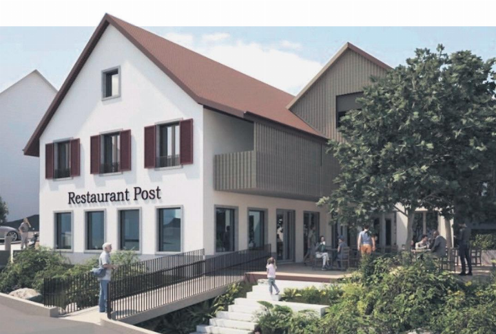 So soll die Liegenschaft «Pöstli» in absehbarer Zeit aussehen. Visualisierung: zVg