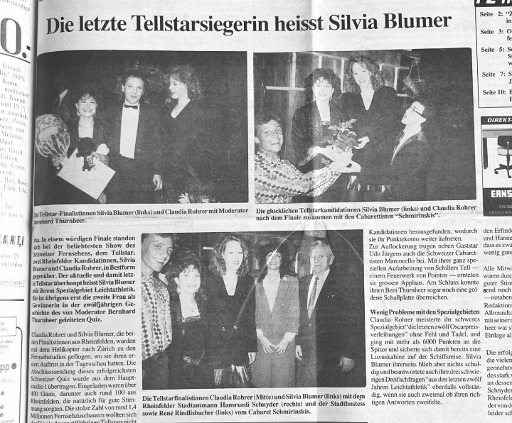 35 Jahre ist es her: Die beiden Rheinfelderinnen Silvia Blumer und Claudia Rohrer machten es spannend. Am Ende gewann Blumer. So berichtete die Fricktaler Zeitung damals darüber. Foto: vzu