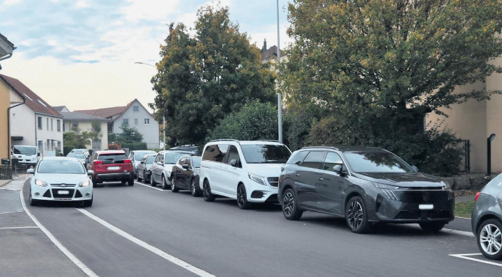 Autos parkieren entlang der Batastrasse, innerhalb und ausserhalb der markierten Felder: In der Summe kompliziert für den Verkehr. Foto: zVg Autos parkieren entlang der Batastrasse, innerhalb und ausserhalb der markierten Felder: In der Summe kompliziert für den Verkehr. Foto: zVg